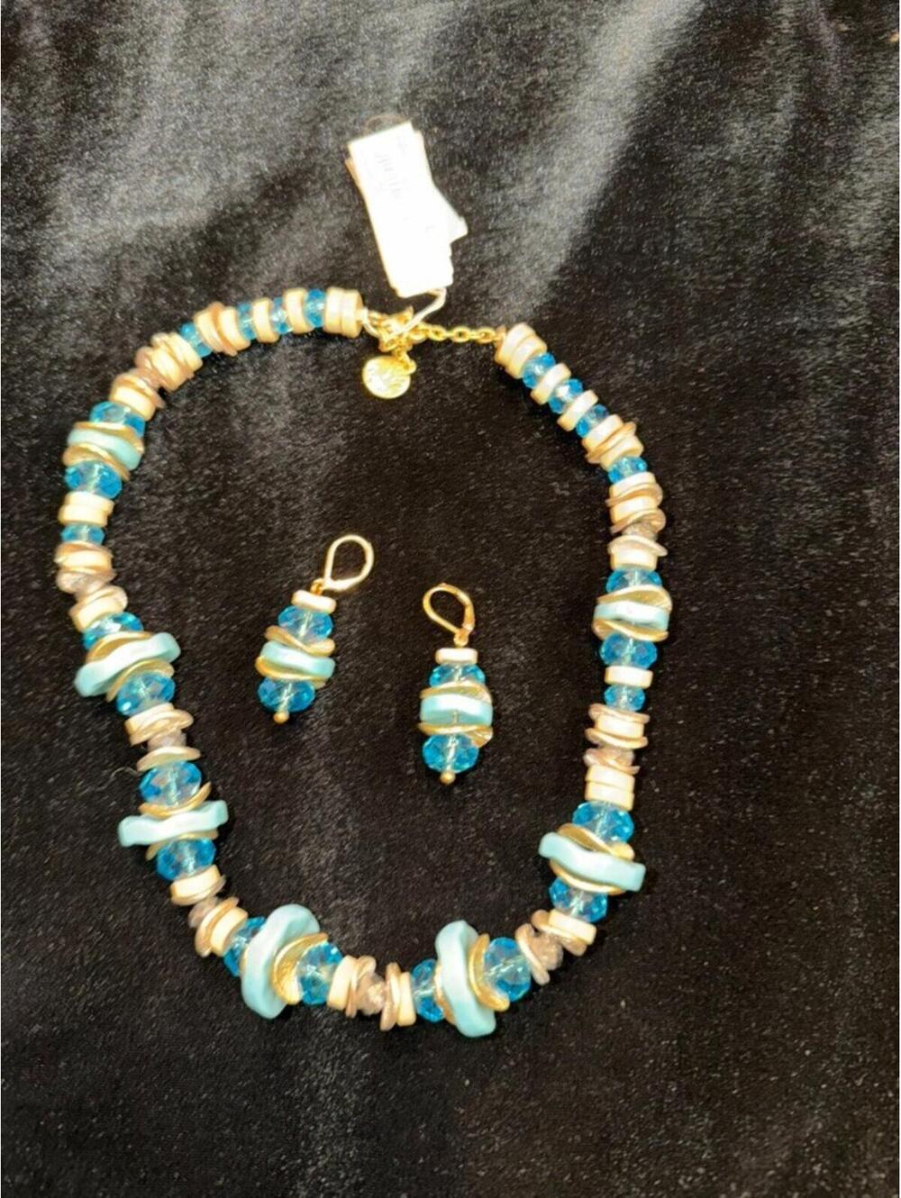 JONES NY, JNY, Necklace & Earring Set, Gold Tone Chain Beads